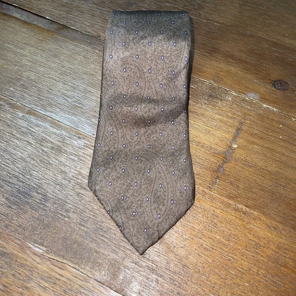 Saint Laurent. YSL tie. Black Silk. Italy Brown Paisley Silk GUC